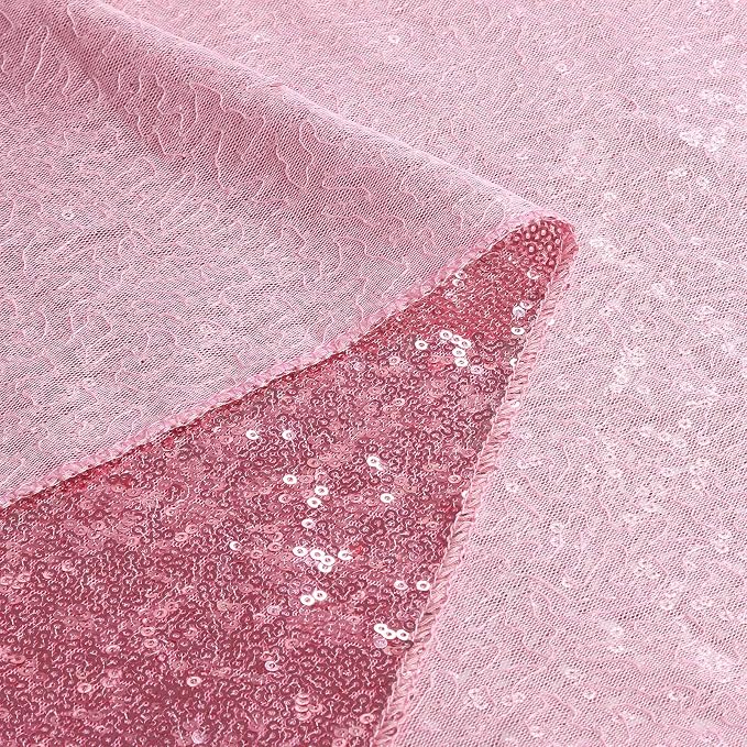 Fuchsia Pink Sequin Backdrop Curtains 4 Pcs 2ftx8ft Glitter Shimmer Fabric | - Image 5