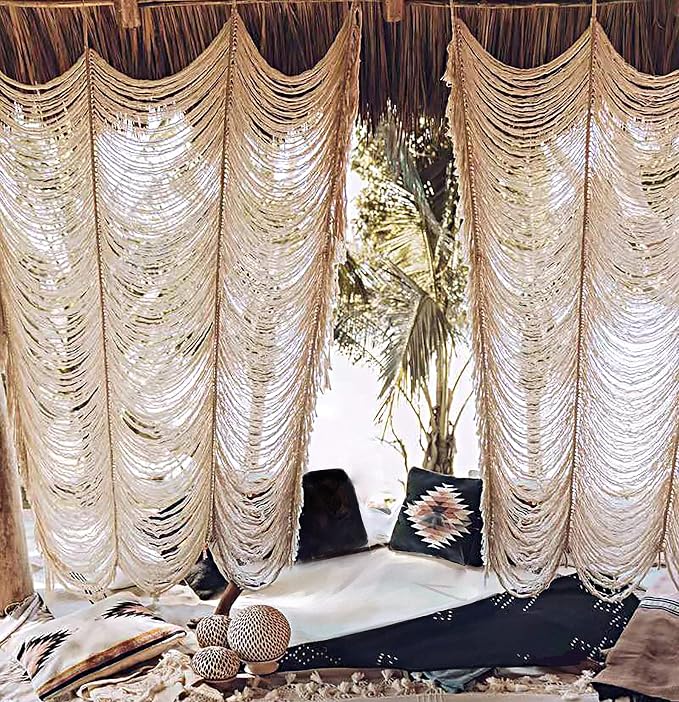 2 Panels Macrame Curtains 59"W*75"L Boho Doorway Window Curtains Handwoven | - Image 7