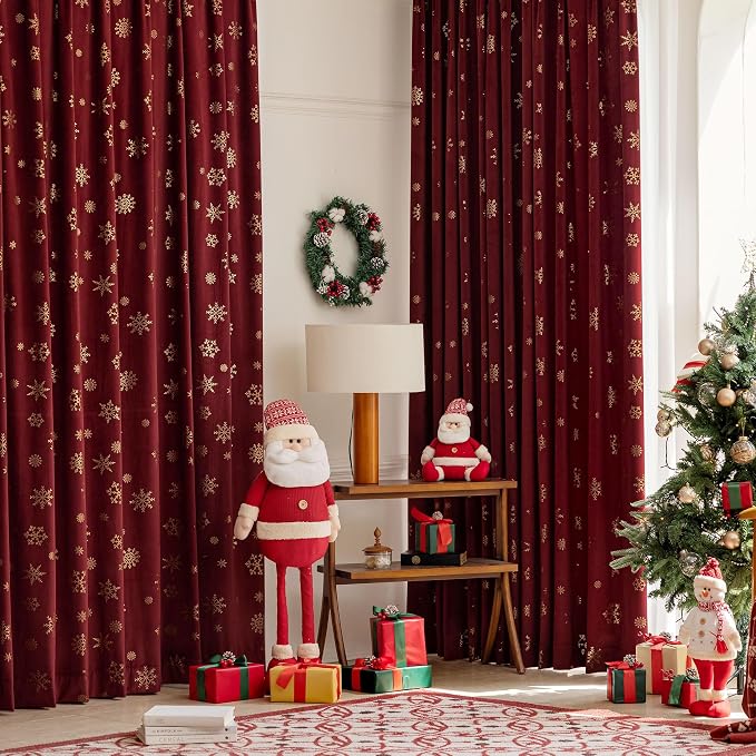 Beauoop Christmas Red Velvet Curtain - Image 8