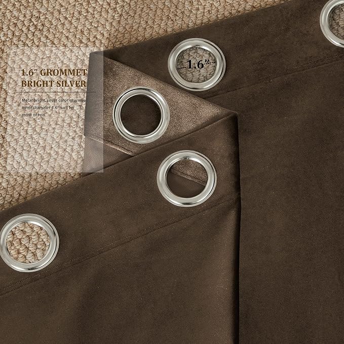 BULBUL Velvet Brown Blackout Curtains 96 inch Long - Image 3