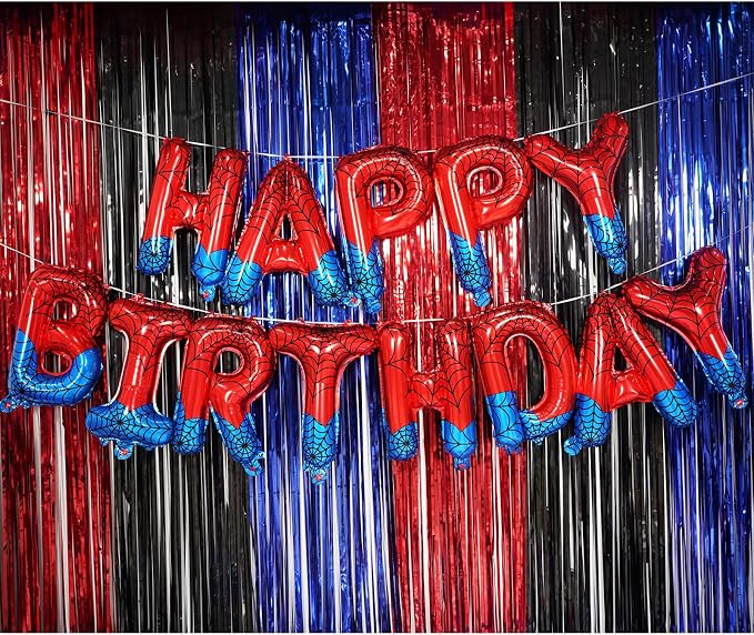 Spider Theme Happy Birthday Banner Party Decorations Balloons Letters Signs - Image 2