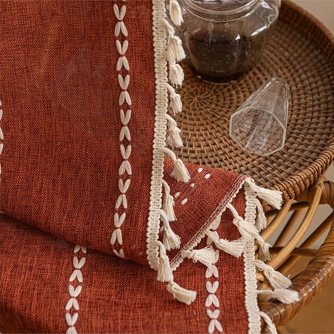 Sutuo Home Boho Curtains for Bedroom Nursery, Bohemian Light Filtering Orange - Image 4