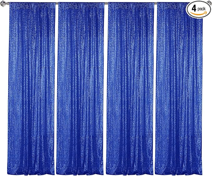 Sugargirl Royal Blue Sequin Backdrop Curtain 4 Panels 2FTx8FT Glitter Royal by Sugargirl
