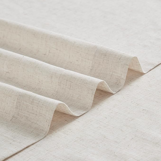 Vision Home Natural Pinch Pleated Semi Sheer Curtains Textured Linen Blended Light Filtering Window Curtains 112 inch for Living Room Bedroom Patio Pinch Pleat Drapes with Hooks 1 Panel 84" Wx112 L