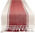 DII Dobby Stripe Table Runner, 13x72 Barn Red & Cream Background | Woven by DII