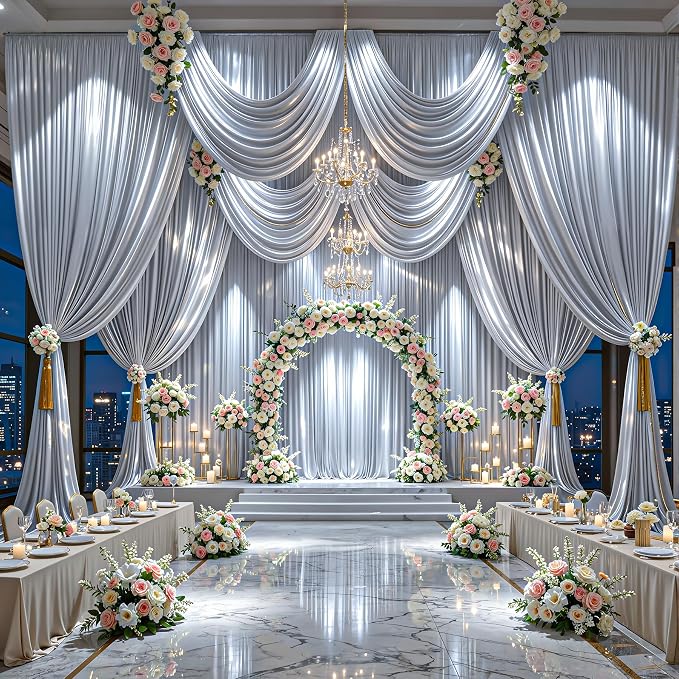 20x10ft Silver Glitter Backdrop Curtain - Image 3