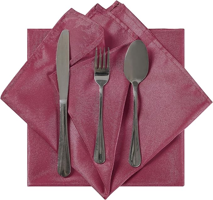 Cloth Napkins 20x20 inch Washable Polyester Dinner Napkins Soft Table Napkins for Wedding Party Dining Banquet(Burgundy,50PCS)