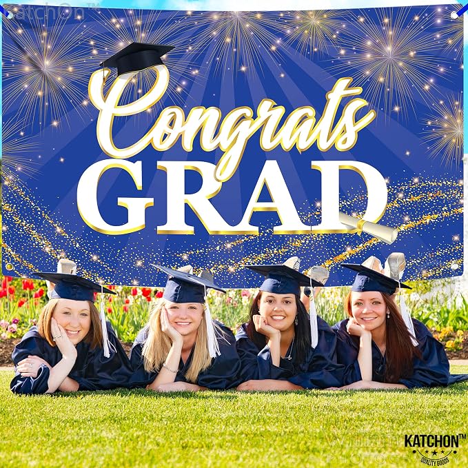 KatchOn Graduation Decorations 2026 Congrats Grad Banner 72x44 Inch | Blue - Image 2
