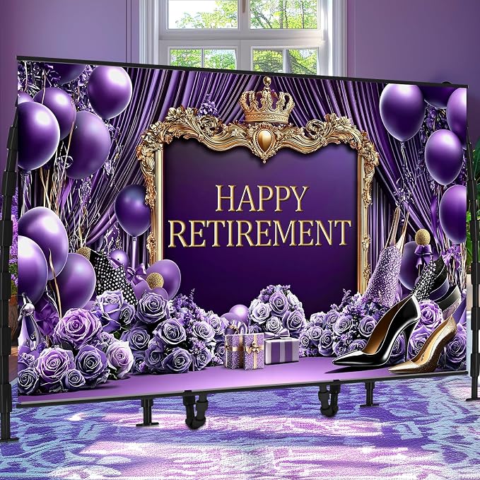 Purple Happy Retirement Banner 70.8 x 43.3 Inch Large Purple Retirement - Image 3