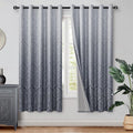 DWCN Grey Double Layers Damask Patterned Blackout Curtains by DWCN