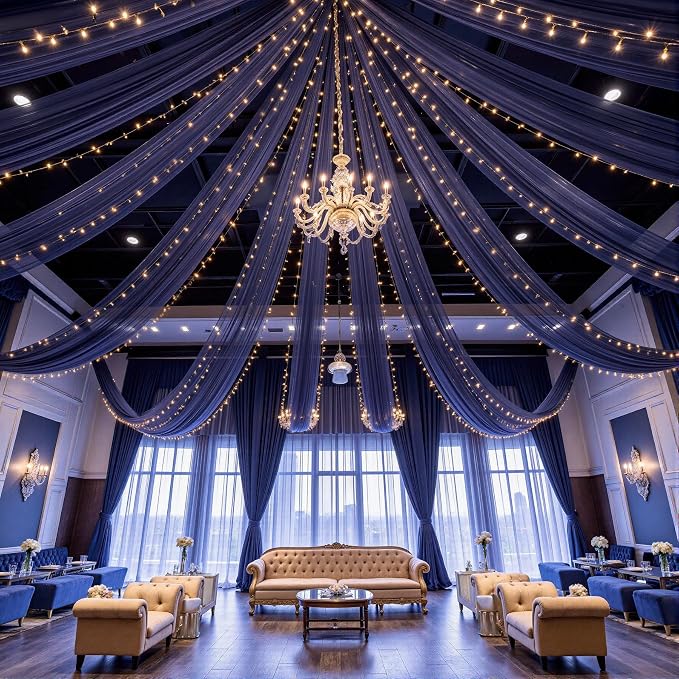 6 Panels Dark Blue Ceiling Curtains - Image 8