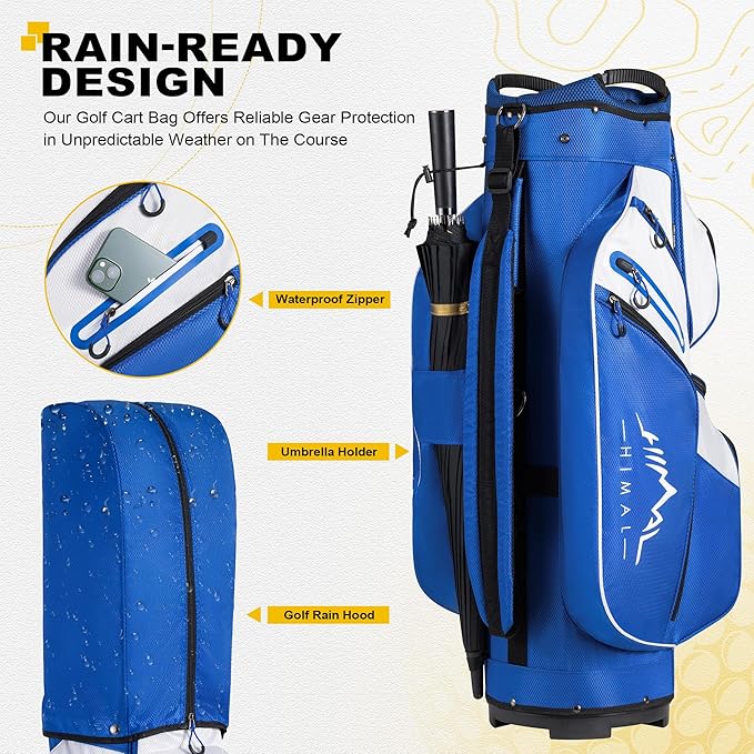 Golf Cart Bag, 15 Way Organizer Divider Top with Handles and Rain Cover