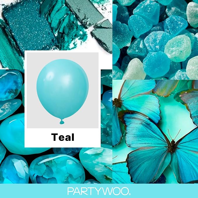 PartyWoo Teal Balloons 127pcs Turquoise Dark Teal Color 5 Inch | Balloons - Image 2