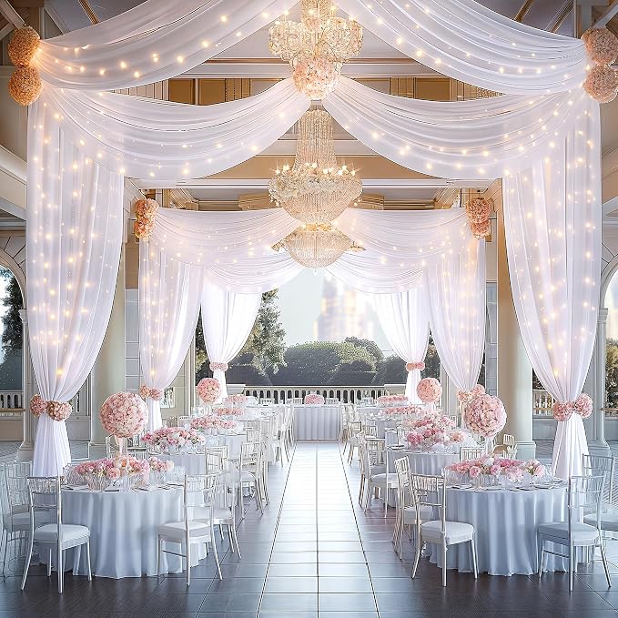 6 Panels White Ceiling Curtains - Image 7