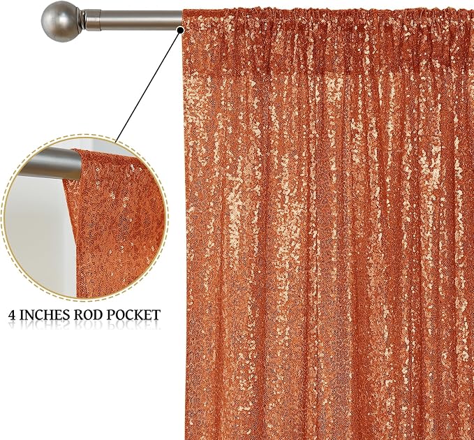 Sugargirl Orange Sequin Backdrop Curtain 6 Panels 2FTx8FT Glitter Orange - Image 4