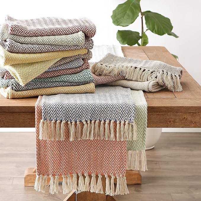 DII Woven Basic Tabletop Collection, Chevron Table Runner, 15x72, Darn Brown