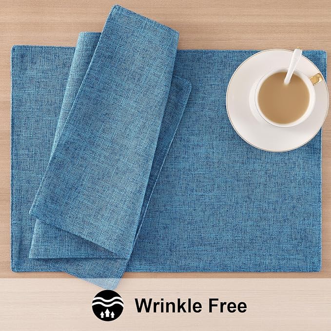 homing Faux Cotton Linen Placemats Set of 6, Cloth Washable Farmhouse Dining - Image 5