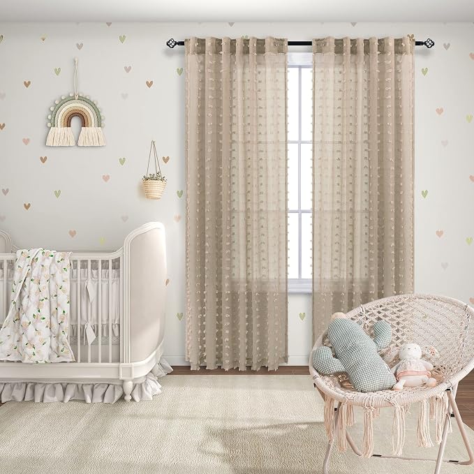 KOUFALL Warm Taupe Sheer Curtains 84 Inch Length - Image 4