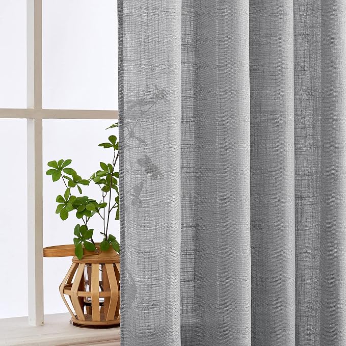 MIULEE Grey Linen Curtains 52x72 Inch Length - Image 5