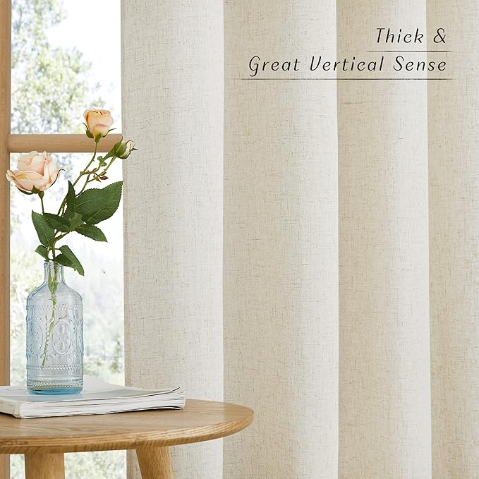NICETOWN Natural Linen Curtains Flax Texture - Image 6