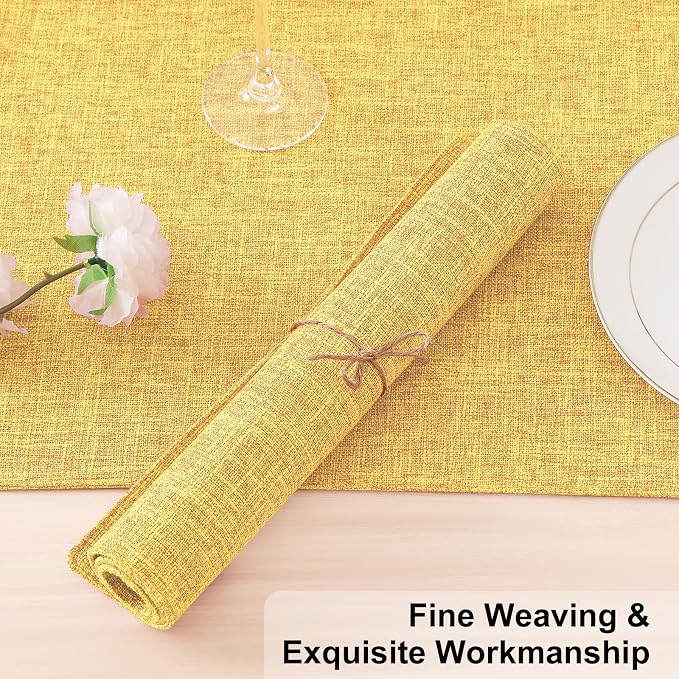 Homaxy Cloths Placemats for Dining Table Set of 4, Mustard Yellow | Heat - Image 6