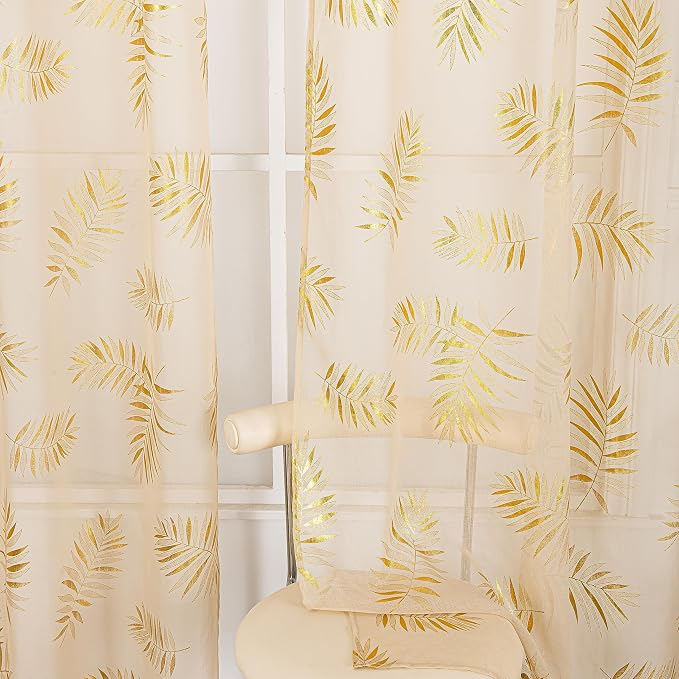 Sutuo Home Khaki Sheer Curtains 96 Inches Long 2 Panels Set, Window Treatment by SutuoHome