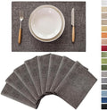 Demetex Grey Linen Placemats Set of 8 Stain Resistant Fabric Place Mats Classic by DEMETEX
