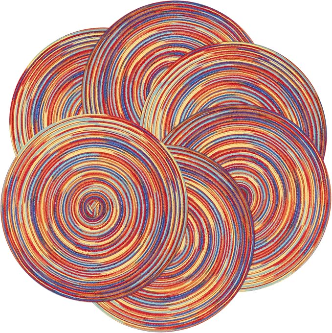 SHACOS Round Braided Placemats Set of 8 Washable 15 inch Round Table Mats - Image 5