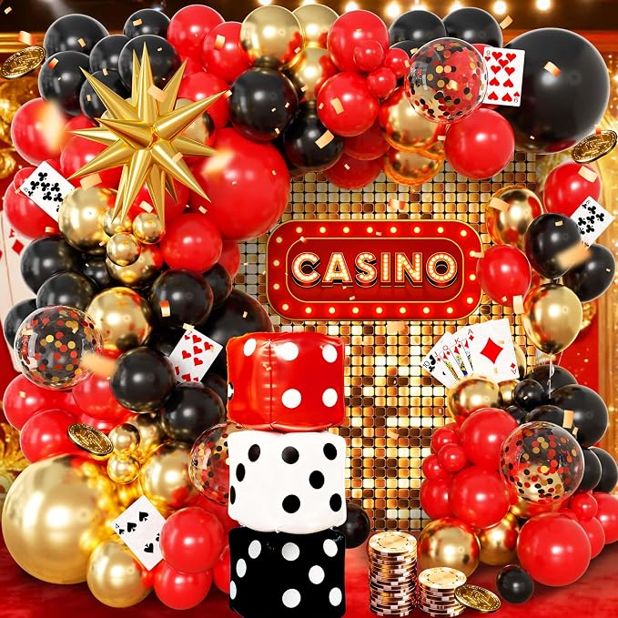 104pcs Casino Party Decorations Balloon Garland Arch Kit by Jenlion