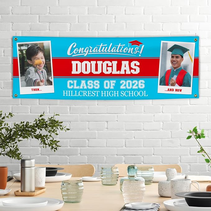 Graduation Banner 2026 Personalized, Then & Now - Image 8
