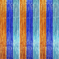Voircoloria 3 Pack 3.3 x 8.2 ft Blue Orange Foil Fringe Backdrop Curtains by Voircoloria