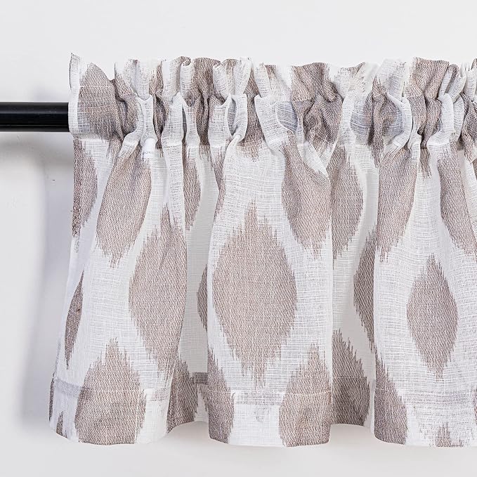 MYSKY HOME Semi Sheer Kitchen Curtains Valance and Tiers Set 36 inch Length | - Image 2