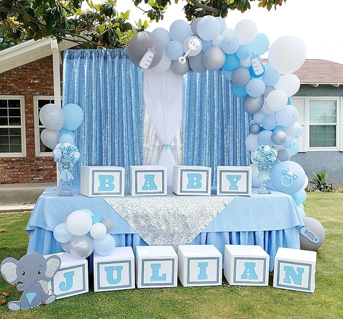 Baby Blue Sequin Backdrop Curtains 2 Pcs 5ftx8ft Sparkle Backdrop Drapes | - Image 6