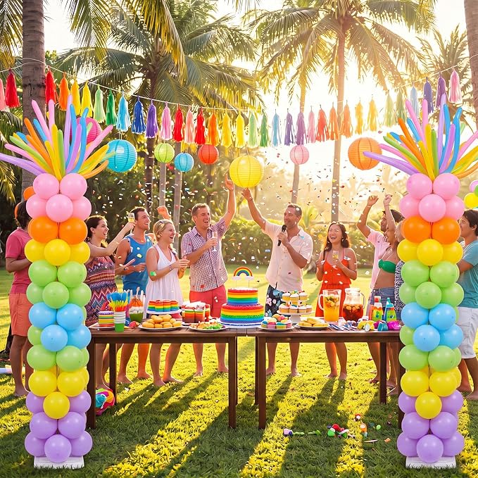 Capoda 2 Set Rainbow Balloon Column Stand Kit 6.56ft Colorful Balloon Tower - Image 7