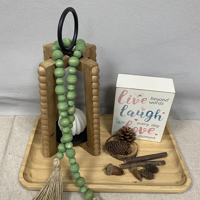 Handcrafted Farmhouse Wooden Decorative Beads Garland, Table Tray Boho Wood - Image 4