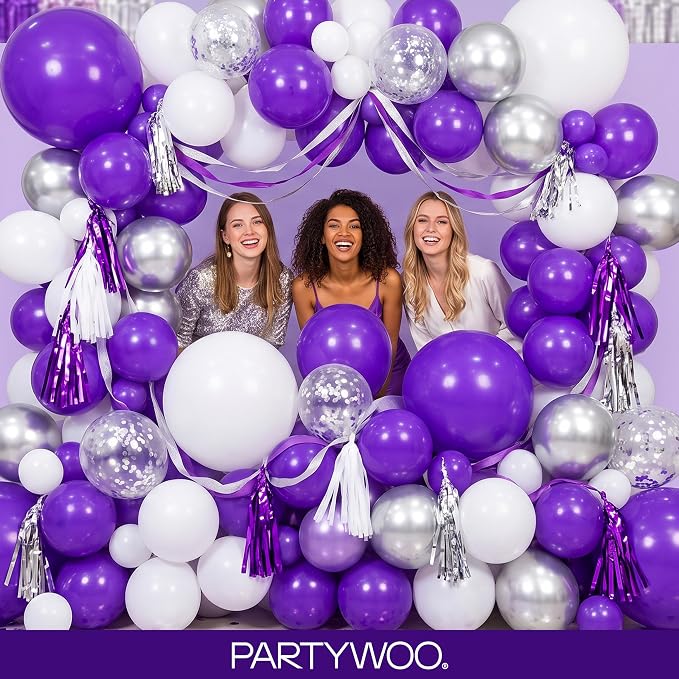 PartyWoo Dark Purple Balloons 92pcs Different Sizes of 18 12 10 5 Inch Royal - Image 6