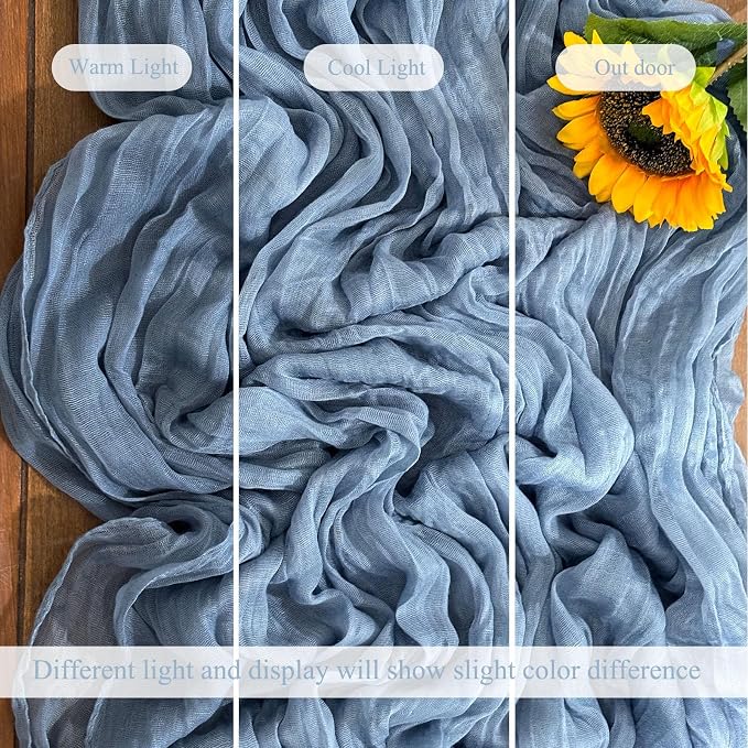 6Pack Dusty Blue Cheesecloth Table Runner 20 x 120 inch Gauze Table Runner | - Image 5