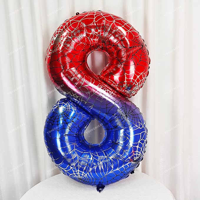 40 IN Red Blue Gradient Number 8 Balloon Large Digital 8 Foil Balloon | - Image 4