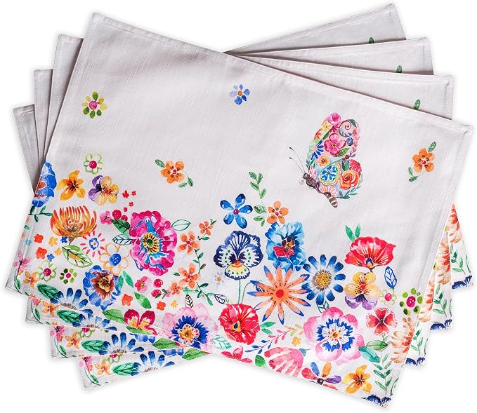 Maison d' Hermine Placemats Set of 4 Reusable 100% Cotton | Cloth Place Mats by MaisondHermine