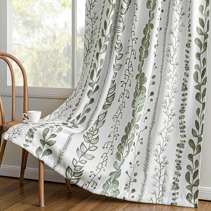 Sage Green Blackout Curtains 63 Inches Long 2 Panels Boho Curtains - Image 4