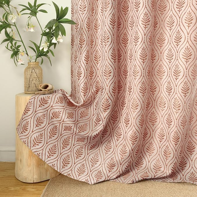 BGment Terracotta Leaf Jacquard Curtains - Image 6