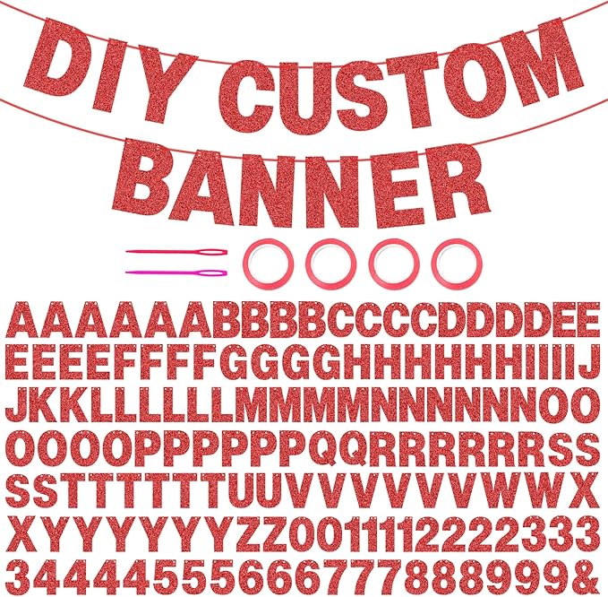 146 PCS DIY Glitter Letter Banner Kit, A-Z Letters & Numbers, Customizable by EWOID