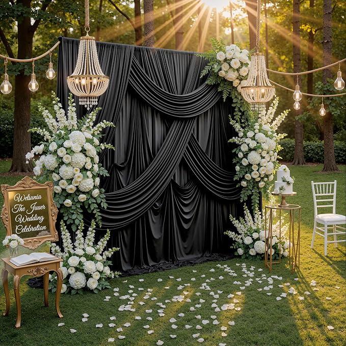 40ftx8ft Wrinkle Free Black Backdrop Curtains - Image 8