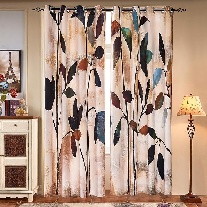 SUBRTEX Light Flitering Curtains 52Wx72L, Room Darkening Vibrant Floral Drapes - Image 5