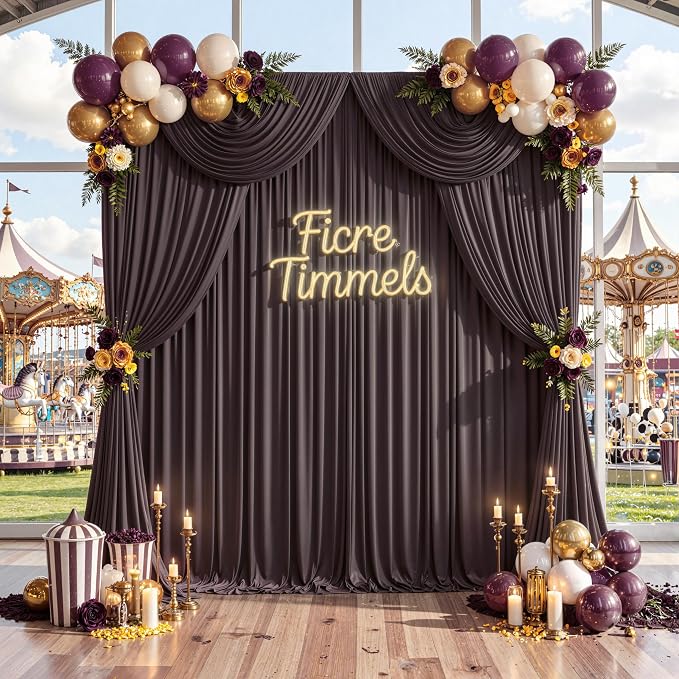 20 ft x 10 ft Wrinkle Free Brown Backdrop Curtain - Image 5
