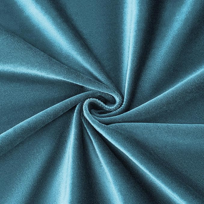 BULBUL Velvet Peacock Blue Blackout Curtains 102 inch Long - Image 8