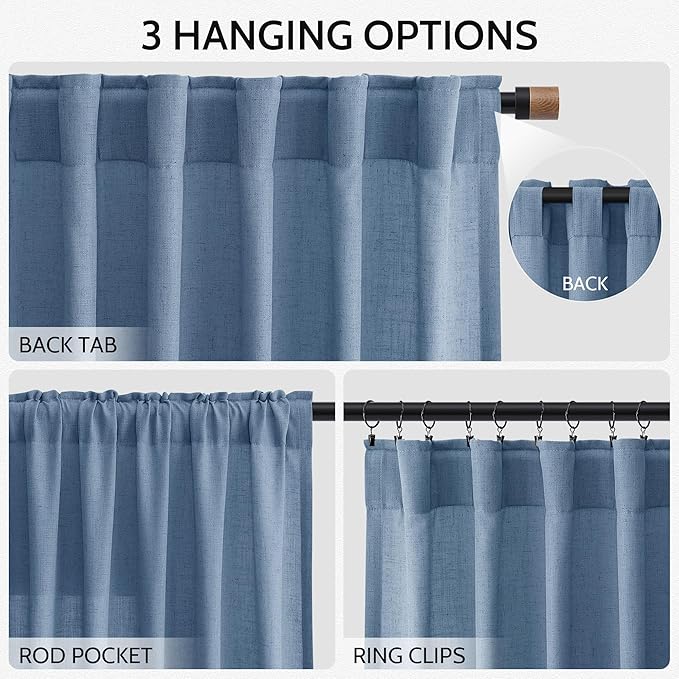 Stone Blue Linen Curtains 84 Inches Long - Image 2