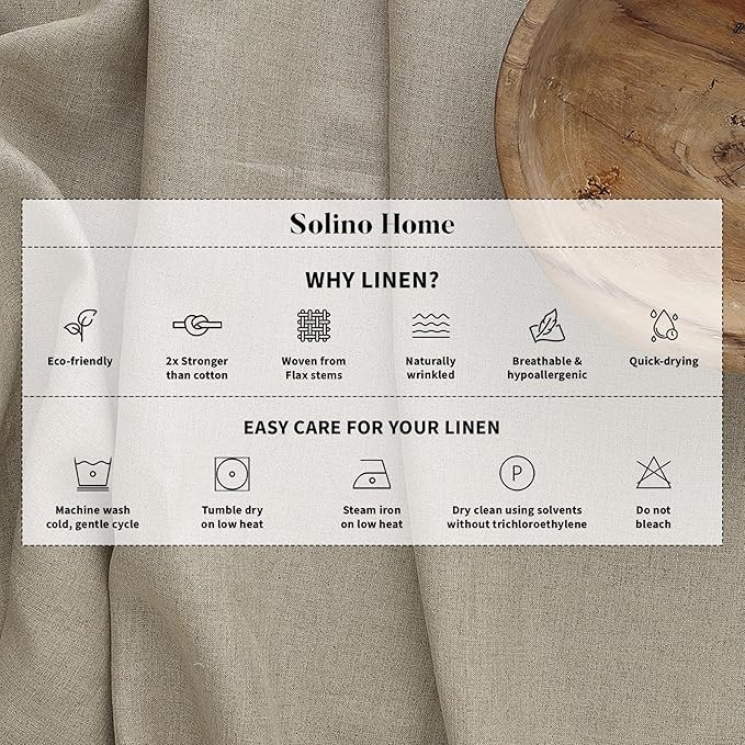 Solino Home Linen Tablecloth for Rectangle Tables 60 x 90 Inch - Classic Hemstitch 100% Pure Linen Coral Table Cloth - Machine Washable Cloth Tablecloth