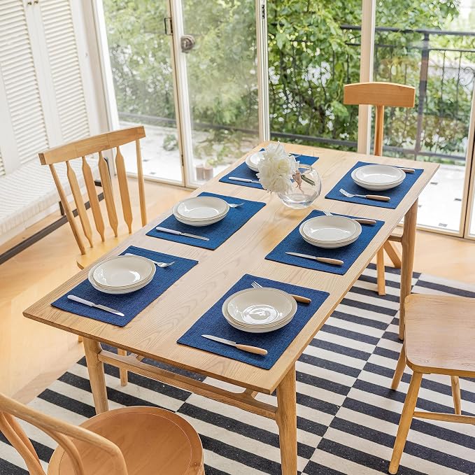 Demetex Place Mats Set of 6 Farmhouse Heat Resistant Table Linen Placemats - Image 7