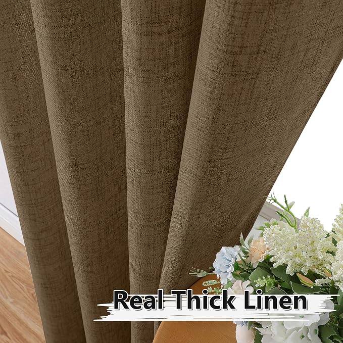 Tollpiz Short Linen Tier Curtains Rod Pocket Semi Sheer Half Kitchen Curtain - Image 3